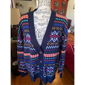Talbots Womens Multicolor Cotton Button Up Cardigan